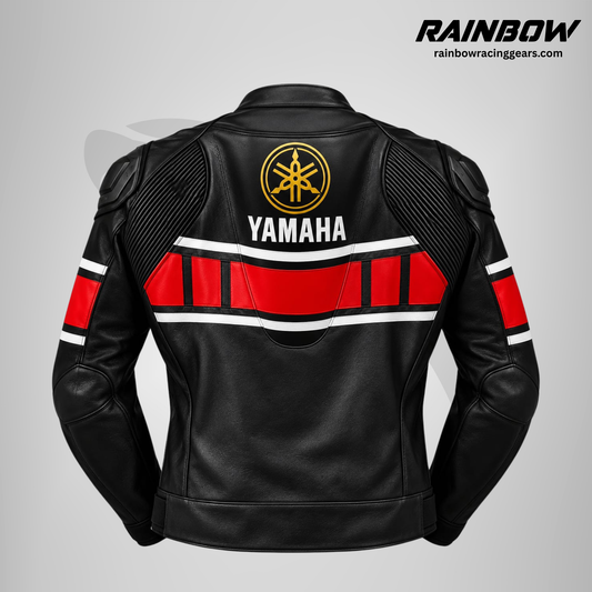 RNB-30002 | Yamaha Black & Red Racing Leather Jacket