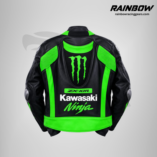 RNB-30004 | Black & Green Leather Motorcycle Racing Jacket