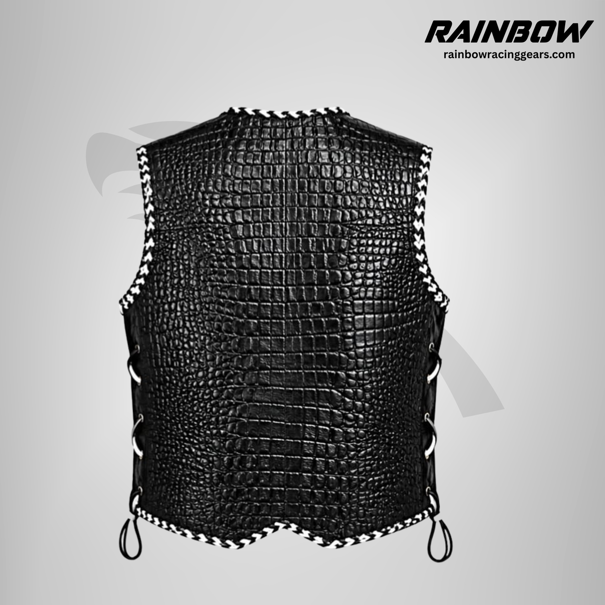 RNB-40003 | Black Crocodile Embossed Leather Vest