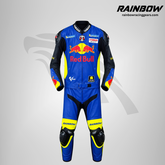 RNB-10003 | Blue & Yellow Leather Motorcycle Racing Suit